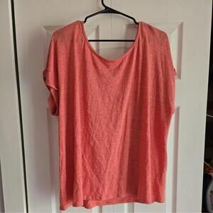 Eileen Fisher 100% Linen Xl Short Sleeve Top Pink casual